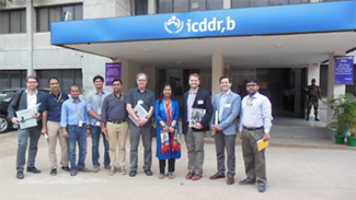 UW TB delegation and icddr,b researchers outside of the hospital in Dhaka, Bangladesh