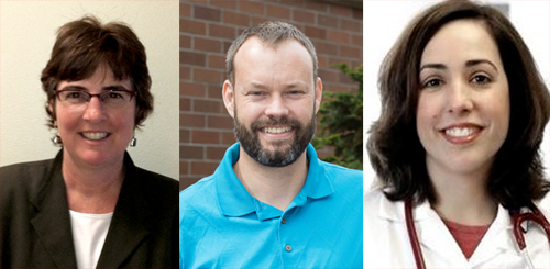 Headshots of Nancy Simcox, Scott Meshke, and Rosemarie Fernandez