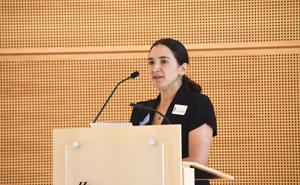 Rebecca Saldaña giving the keynote presentation Rebecca Saldaña giving the keynote presentation