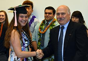 Graduation. Photo of graduating student with DEOHS Chair.