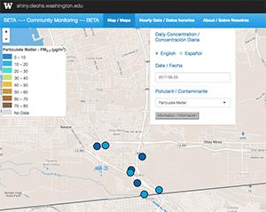 Screenshot of the new website where people can easily access data from the study's air monitors, found at www.syairstudy.org. Screenshot of the new website where people can easily access data from the study's air monitors, found at www.syairstudy.org.