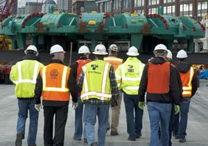 Course participants tour the State Route 99 tunnel boring machine at Alaska Way Course participants tour the State Route 99 tunnel boring machine at Alaska Way