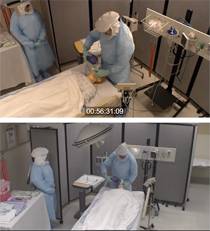 Screenshot from video recording of healthcare simulation. Screenshot from video recording of healthcare simulation.