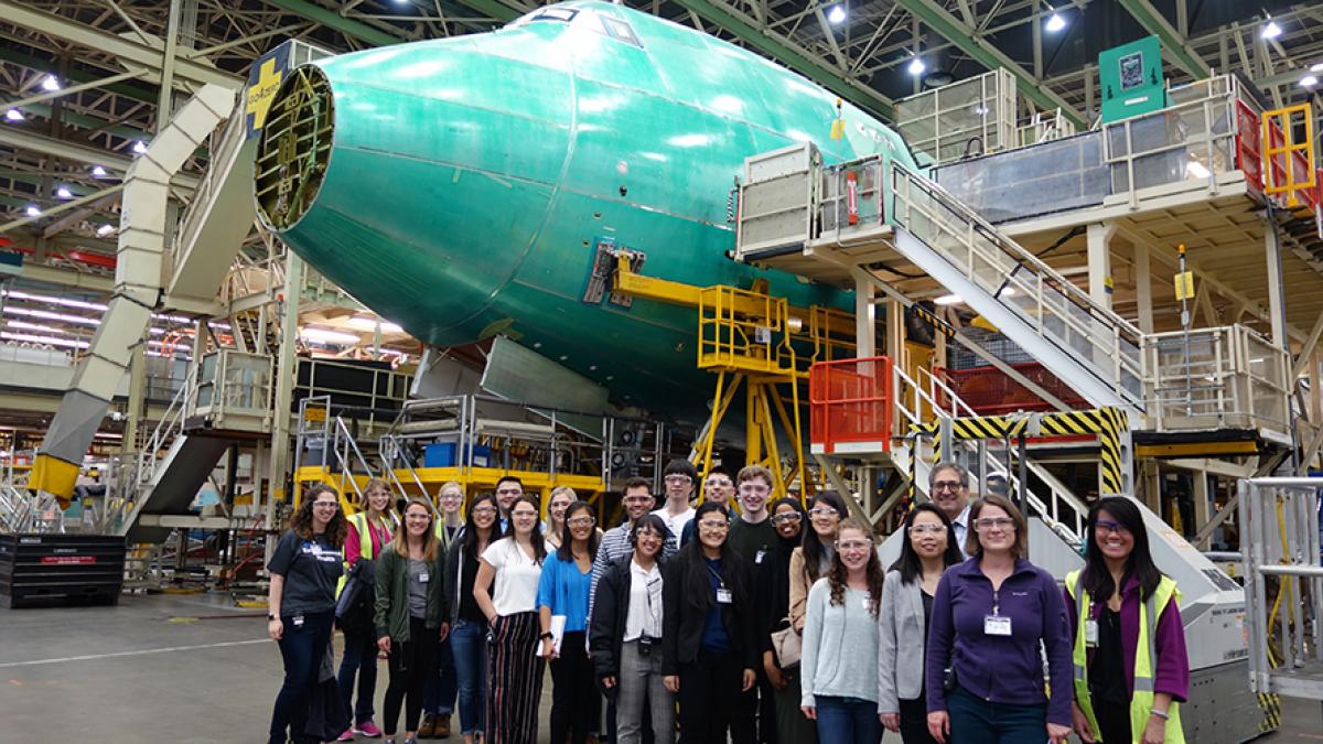 DEOHS students recently toured Boeing's Everett facility. Photo: courtesy of Boeing.