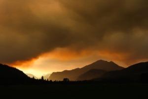 fire over mountains