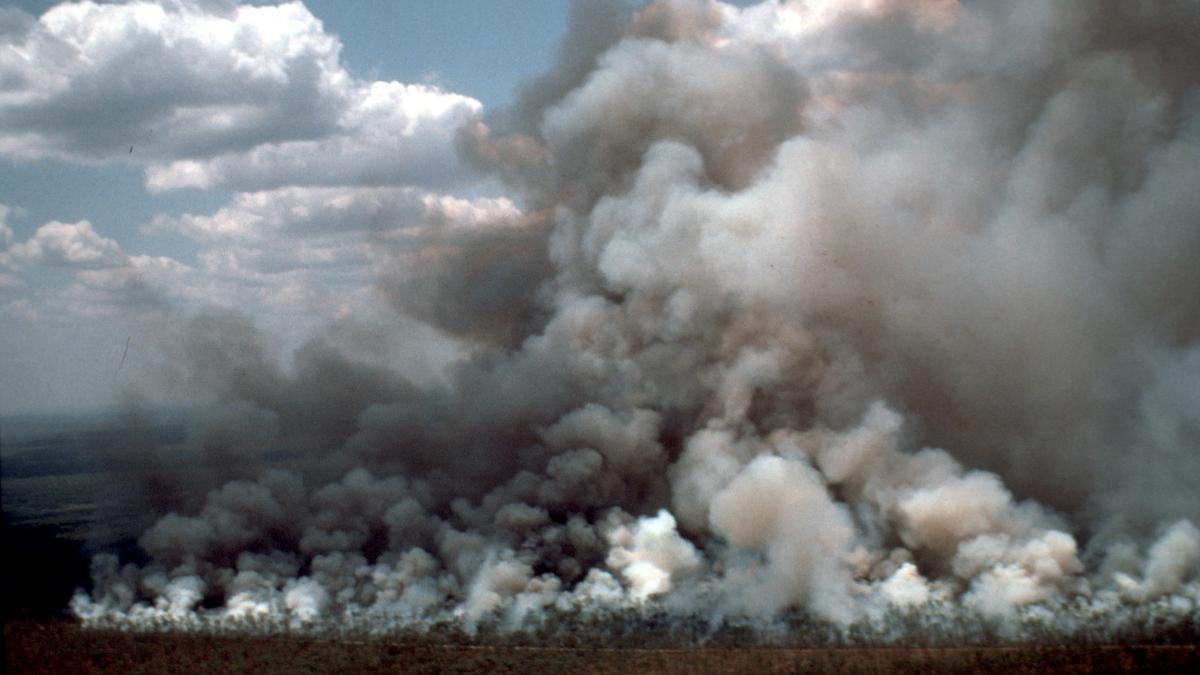 Smoke fills air over fields