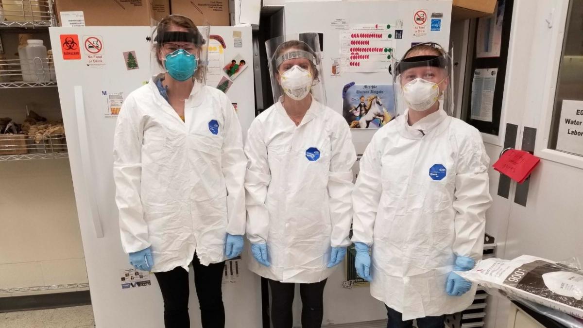 DEOHS students in personal protective equipment. 
