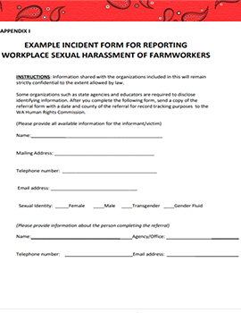 Example reporting form