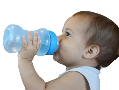 Baby drinking out of bottle