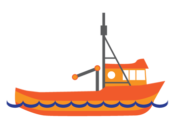 Orange boat graphic