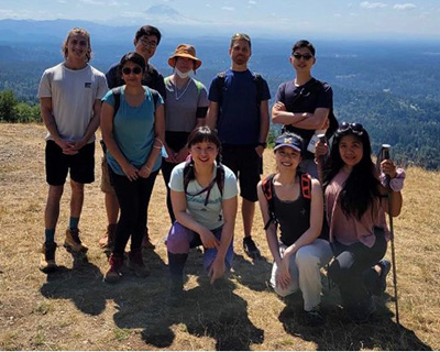 A group of scientists from the Cui lab on a hike.