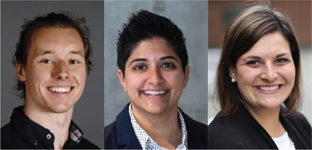 Headshots of three researchers in a horizontal display