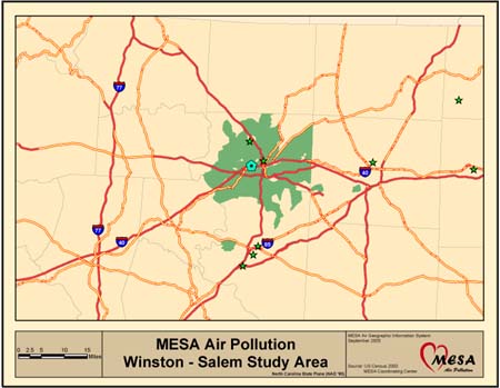 Winston-Salem map including participant locations