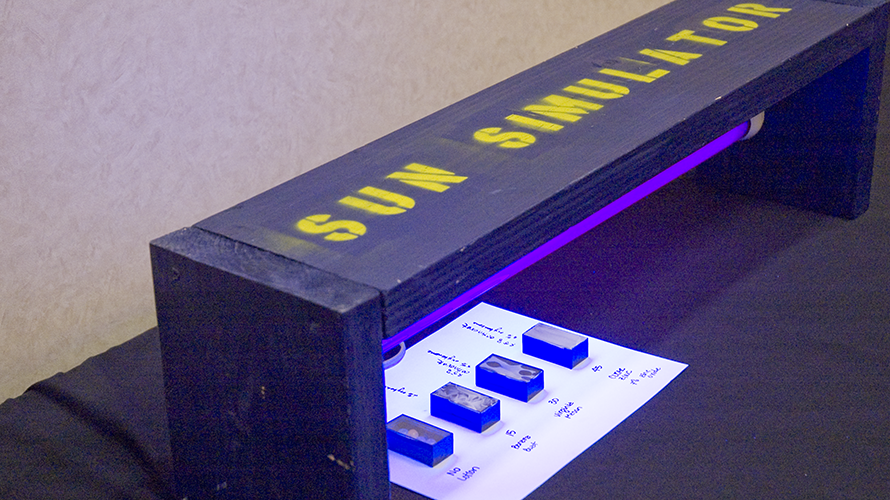A sun simulator replicates UV light. Photo: Sarah Fish.
