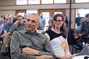 Professor Noah Seixas and Research Coordinator Hannah Curtis at the SPH awards ceremony. Photo by Elizar Mercado.