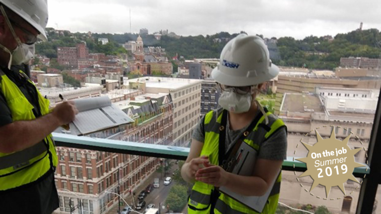 Hannah on-site for her summer internship