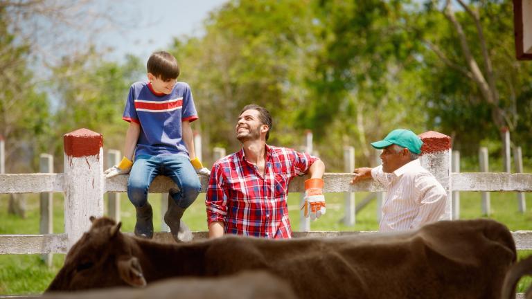 Family on farm